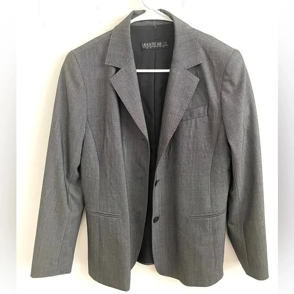 Lafayette petite wool/silk 3 button grey blazer 6 - Picture 1 of 5